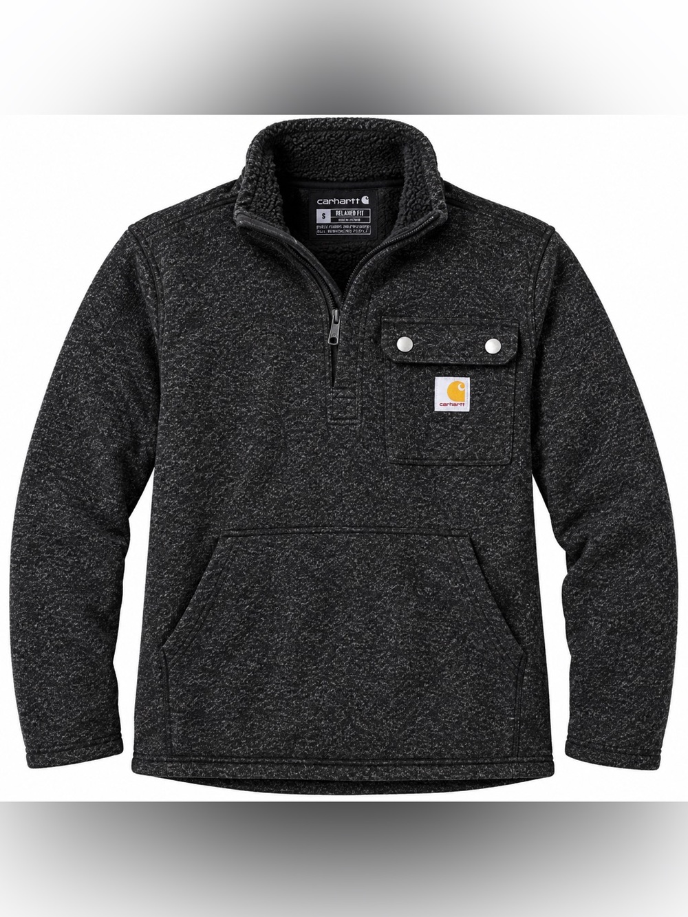Carhartt Men’s Charcoal Heather Quarter-Zip Sherpa Pullover